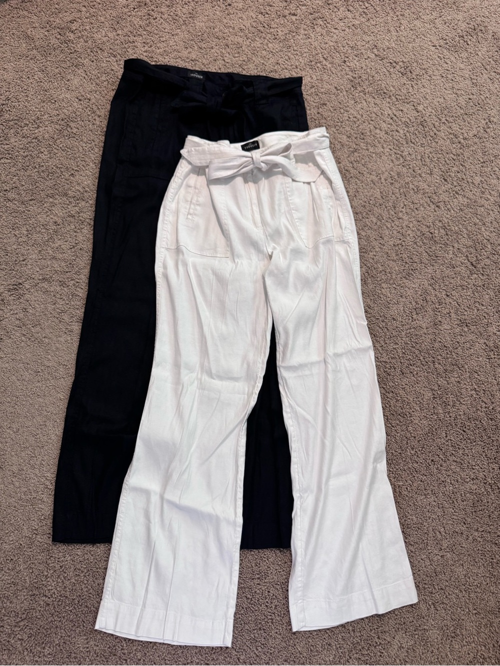 White House Black Market White & Black Wide-Leg The Trouser Tie-Waist Pants